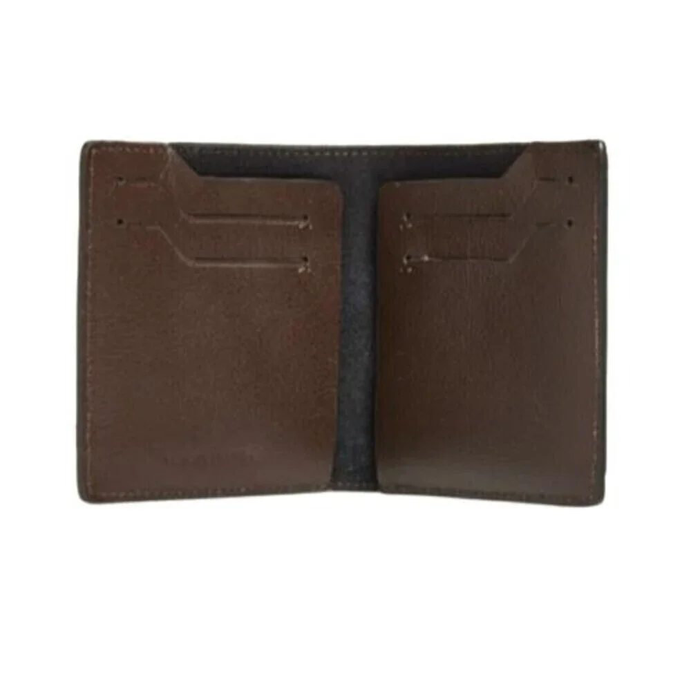 Cole Haan Leather Slim Billfold Wallet Brown Black Mens Classic Gift New in Box